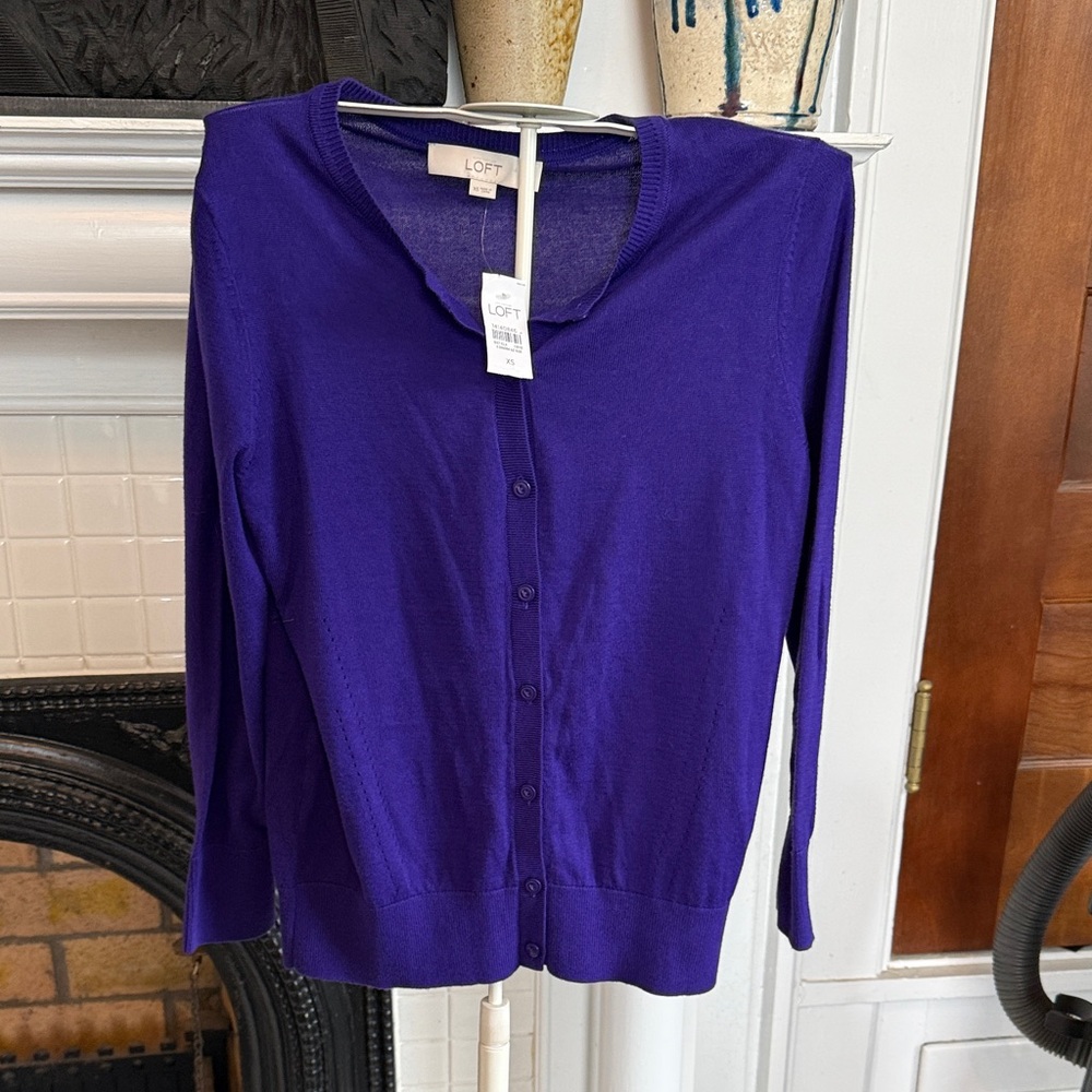 LOFT Women's Vibrant Purple Cardigan